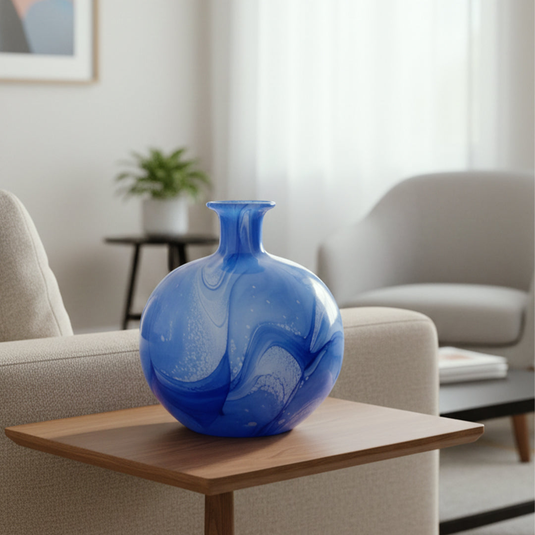 Azure Swirl Glass Vase