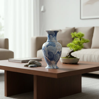 Azure Bloom Ceramic Vase