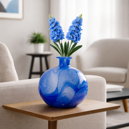 Azure Swirl Glass Vase