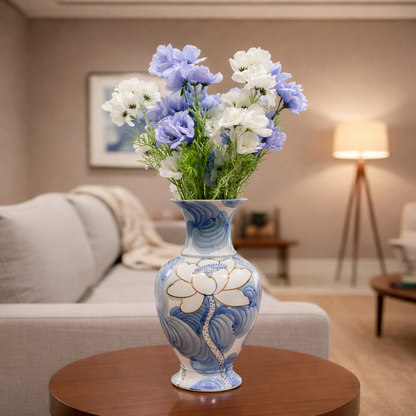 Azure Bloom Ceramic Vase