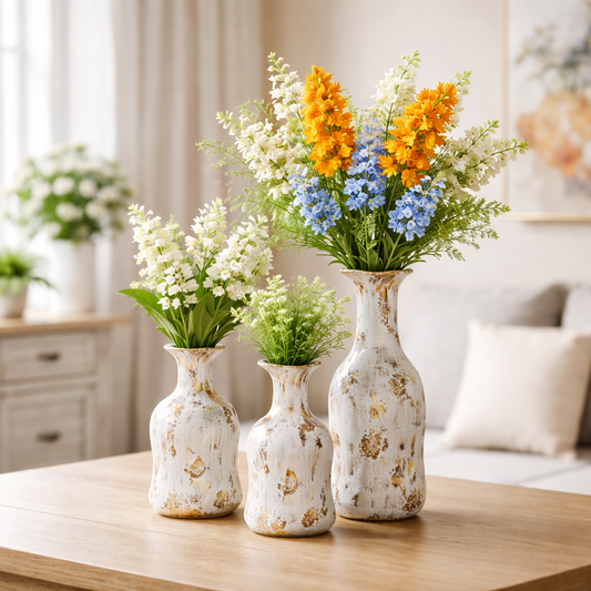 Golden Drift Ceramic Vase Set (3-Piece)