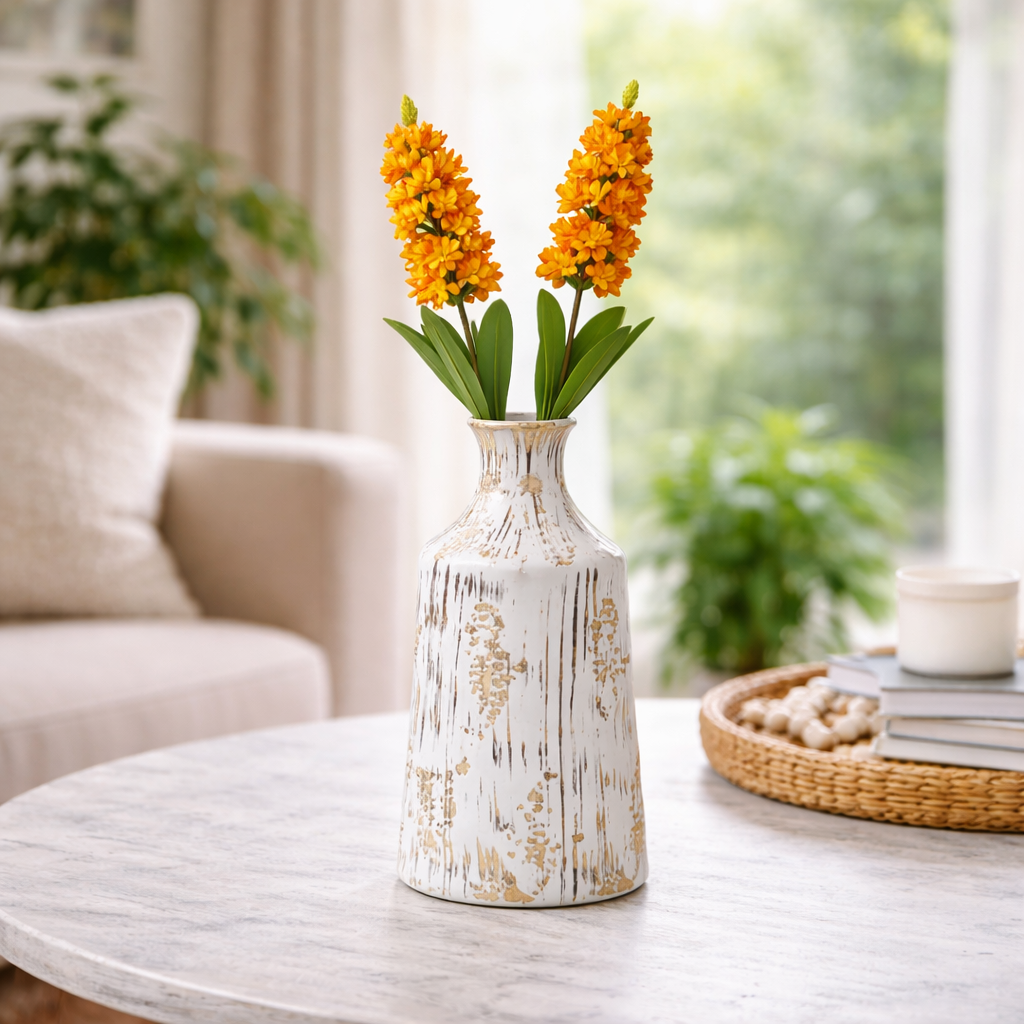 GoldenTrace Ceramic Vase