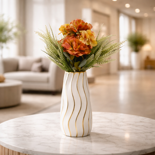 Gilded Wave Ceramic Vase